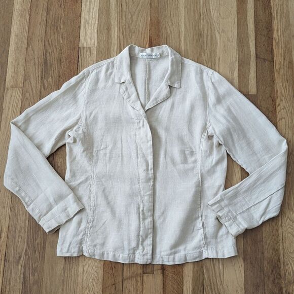 Cut Loose Light tan button down Linen Long sleeve shirt - Picture 1 of 4